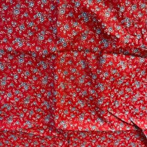 Dark Red Fabric / Blue Flower Pattern 40” x 22.5”